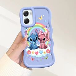 Capinha Stitch Para Motorola Moto G06 Capa De Silicone Macia Estilo Simples Macaron Case 0041