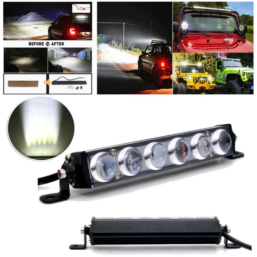 Liberação Para ATV SUV 4X4 Carro Caminhão 12W 6Leds Barra De Luz 7in Lente 4D Fina Fileira Única 60W