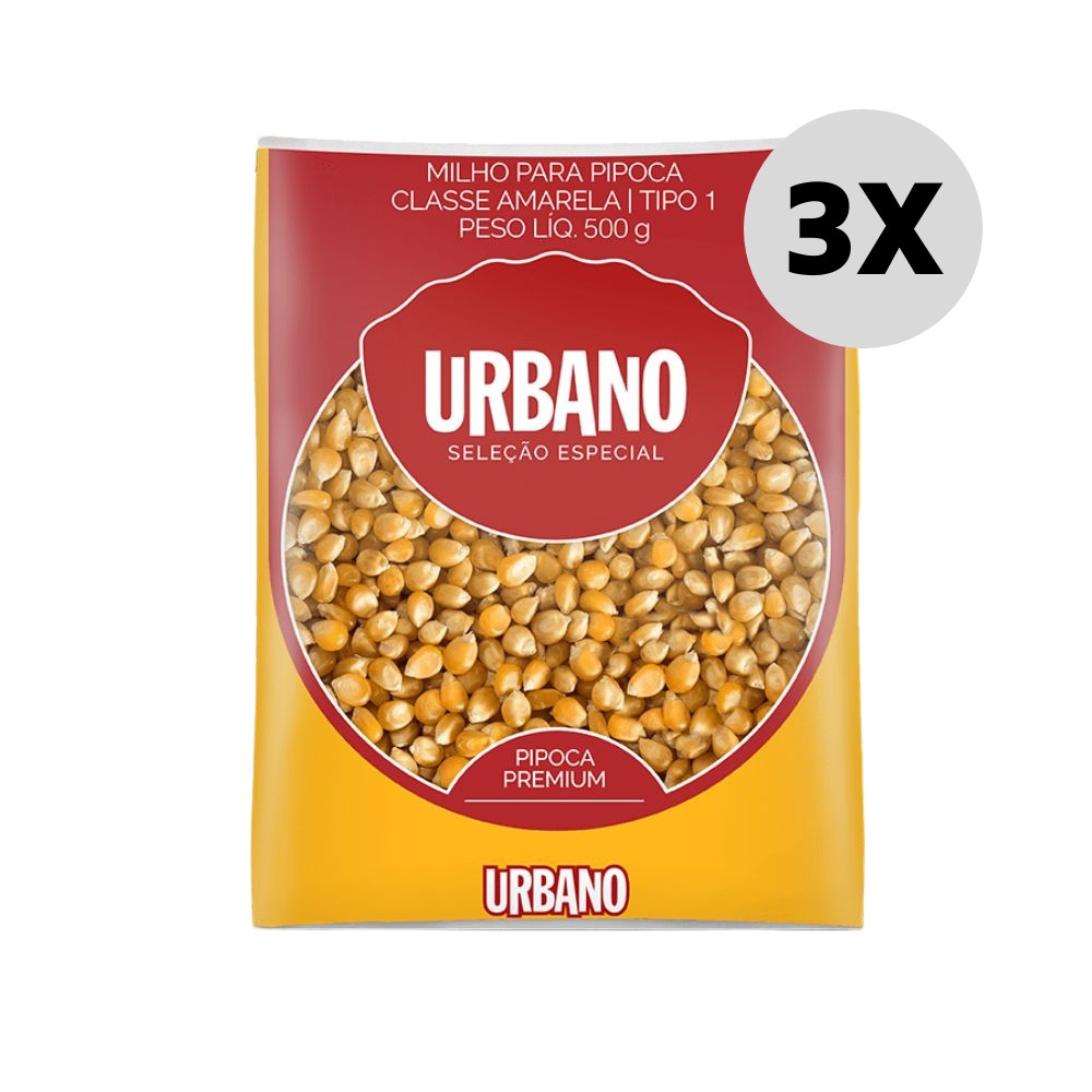 Kit 3X Milho de Pipoca Urbano 500g (Zona Cerealista Online)