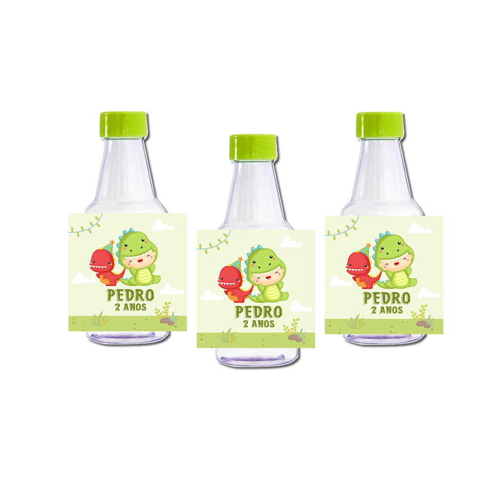 KIT 15 Rótulos Adesivos Garrafinha Mini Garrafa Personalizada Dino Baby Dinossauro