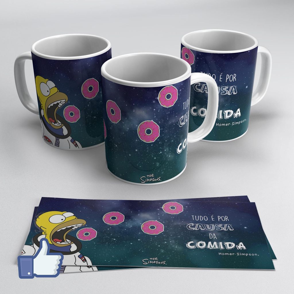 Caneca Porcelana Simpsons Homer Donuts 325ml Design Exclusivo