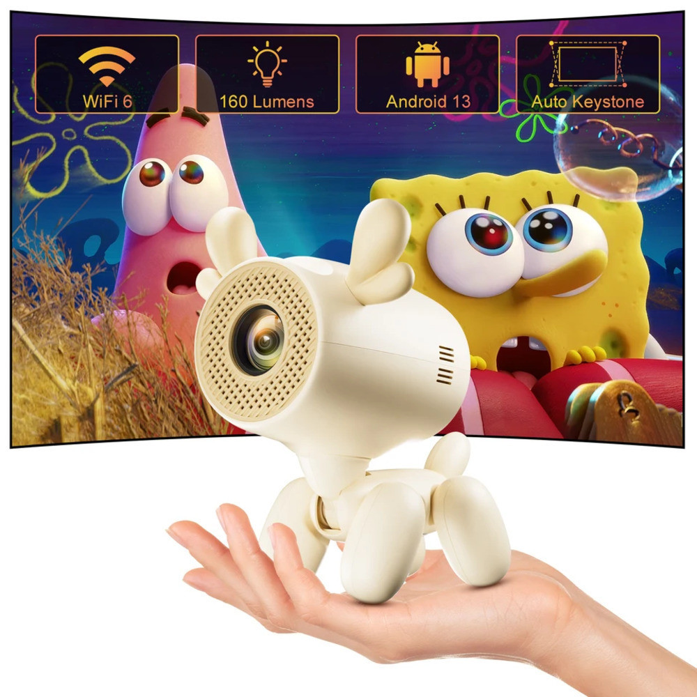 Mini Projetor JY320LI Android 13 3000 Lúmens WiFi 6 Tela 150" 16GB Portátil Cinema em Casa