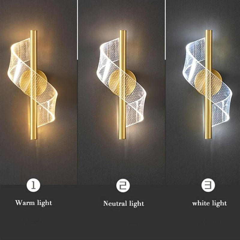 Arandela de Parede Led Espiral Acrilica Nórdica Luz de nota musical Brilho Ondas Decorativa 110v/220v com cupom 