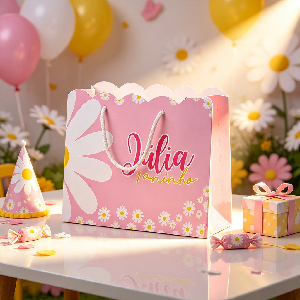 ⭐ Sacolinha Personalizada Margaridas Lembrancinha de Aniversario