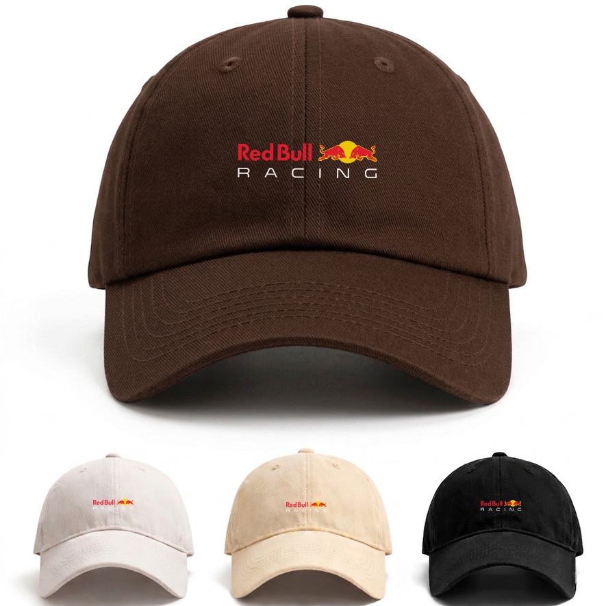 Boné Dad Hat Red Bull Racing F1 Team Car Culture Streetwear Marrom Tendência Confortavel Ajustável Promoção