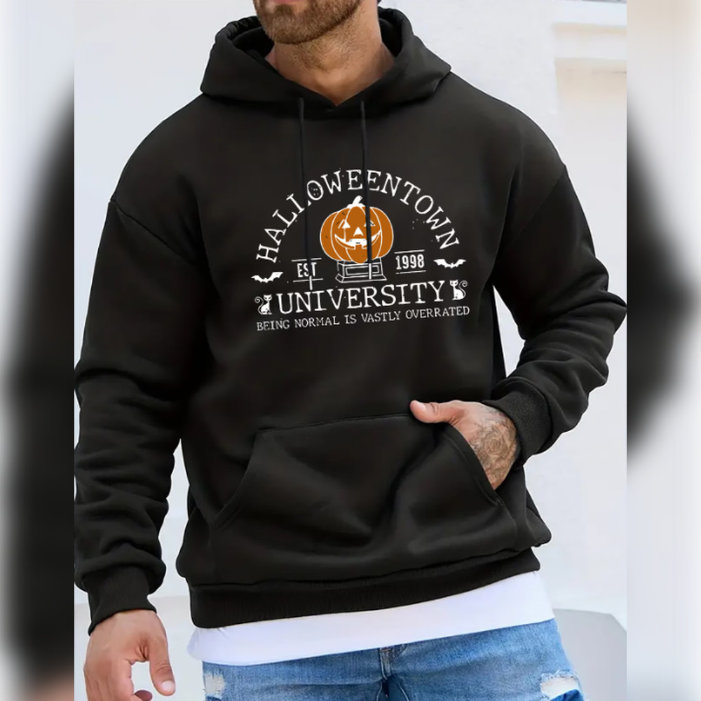 Universidade de Halloweentown Pullover Hoodie - Estampa de Abóbora Geométrica, Sweatshirt CREF-4812