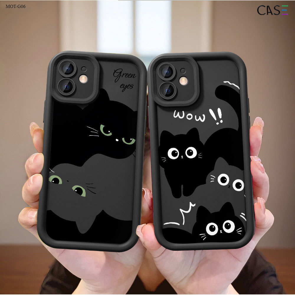 Capinha Gato Preto Para Motorola Moto G06 G86 5G Capa de Silicone Macia Anti-queda Celular TY5557