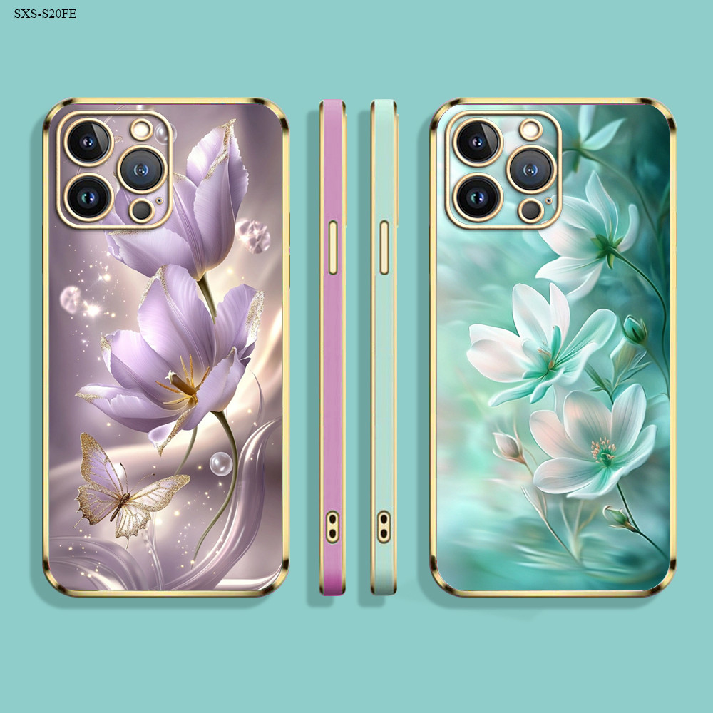 Capinha Anti-Impacto Para Samsung Galaxy S24 S23 S22 S21 S20 FE Ultra 4G 5G Capa Borda Dourada Case DD2207