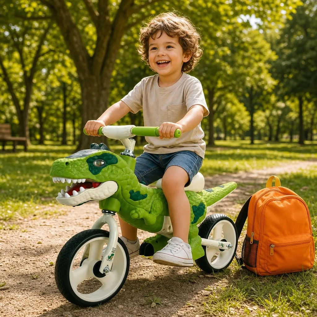 Bicicleta Infantil Equilíbrio Aro 12 Sem Pedal Dino Luz Som Balance Bike Presente Criança Menino