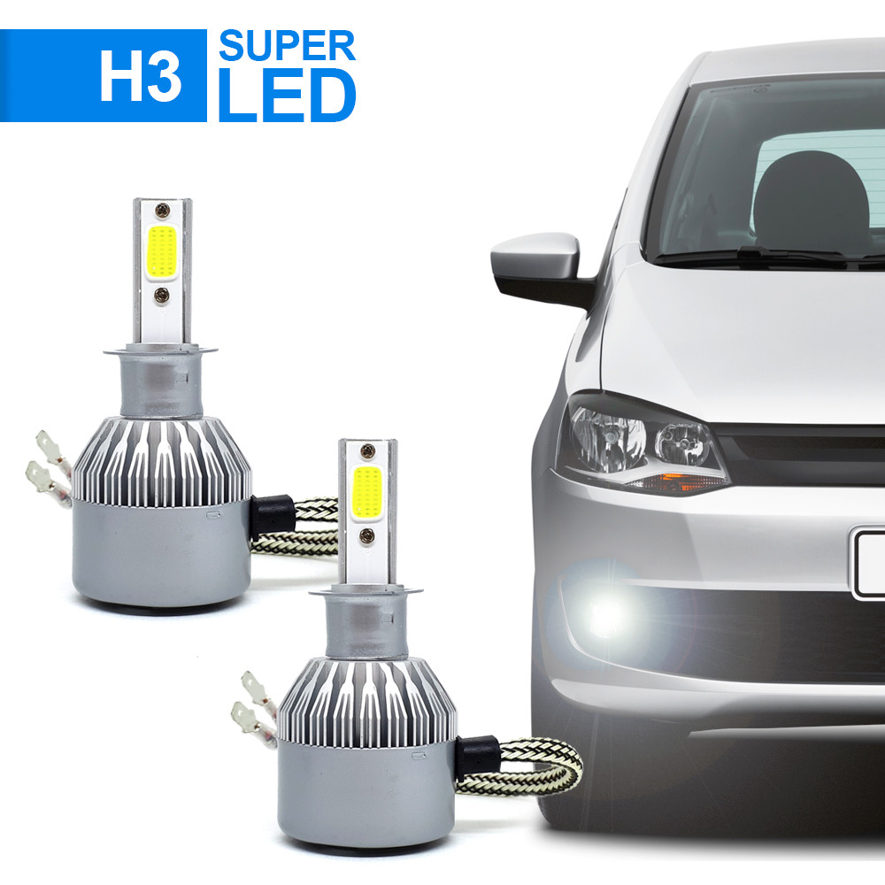 Par Lâmpadas H3 Farol Milha Polo 2002 2003 2004 2005 2006 Super Led 6000k Efeito Xenon Branco Frio