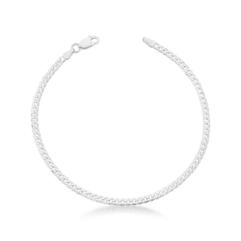 Pulseira Grumet Masculina Prata 925 Legítima 3mm Elo Achatado Hipoalergênica 18,5cm ou 21cm