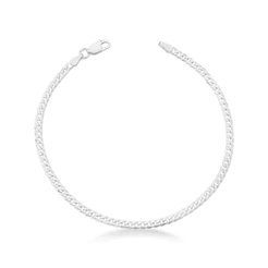 Pulseira Grumet Masculina Prata 925 Legítima 3mm Elo Achatado Hipoalergênica 18,5cm ou 21cm