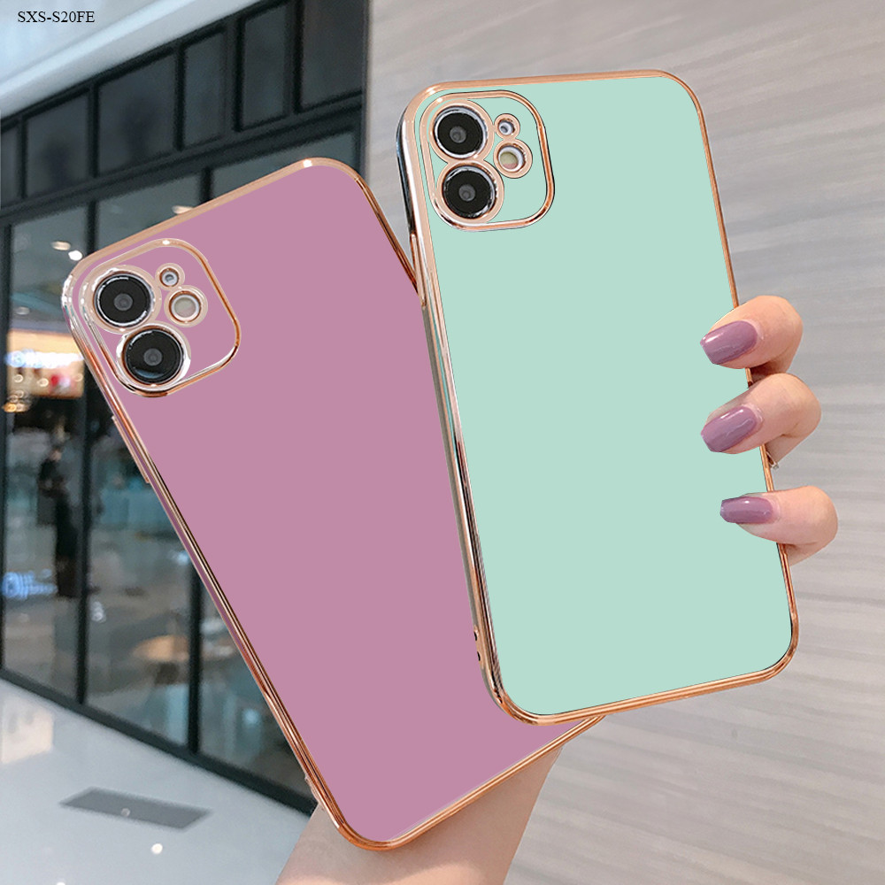 Capinha Para Samsung Galaxy S24 S23 S22 S21 S20 FE Ultra 4G 5G Capa Borda Dourada Anti-Impacto Case DD1000