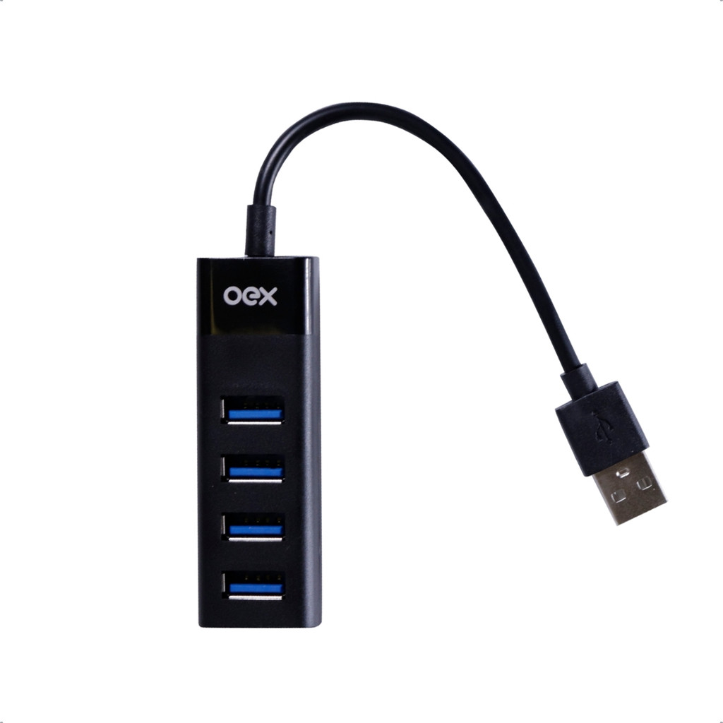 Distribuidor Hub USB 4 Portas Oex HB102 Adaptador De Conexao Universal PC Notebook Windows Mac Alta Resistencia