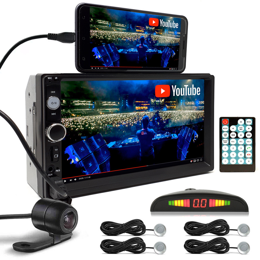 Kit Multimídia MP5 + Câmera Ré + Sensor Ré Prata Corolla 2013 2014 2015 2016 2017 Espelhamento