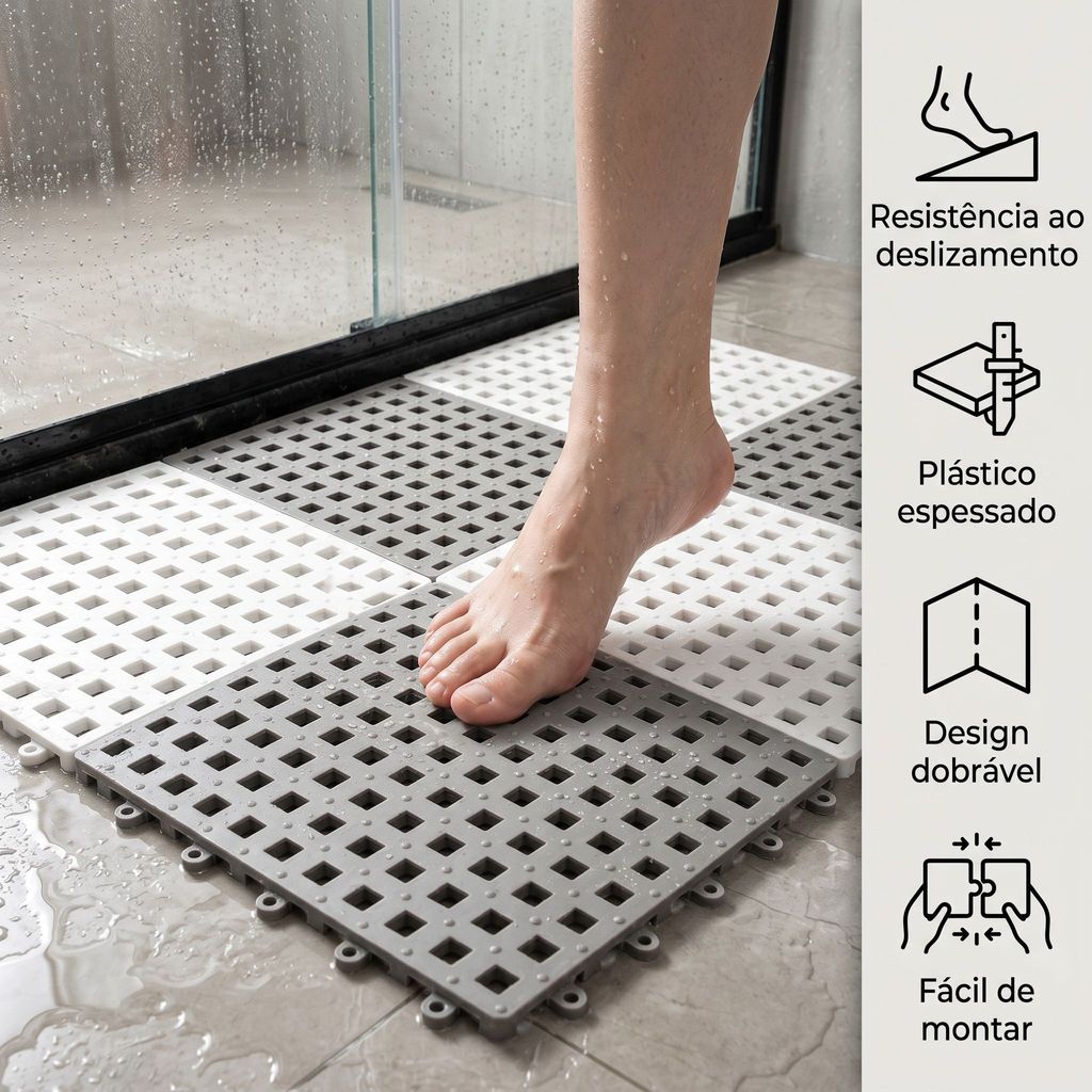Kit 12 Tapete Box Banheiro Antiderrapante cobre 0,90m x 1,20m Cozinha Área Serviço Emborrachado Lavável