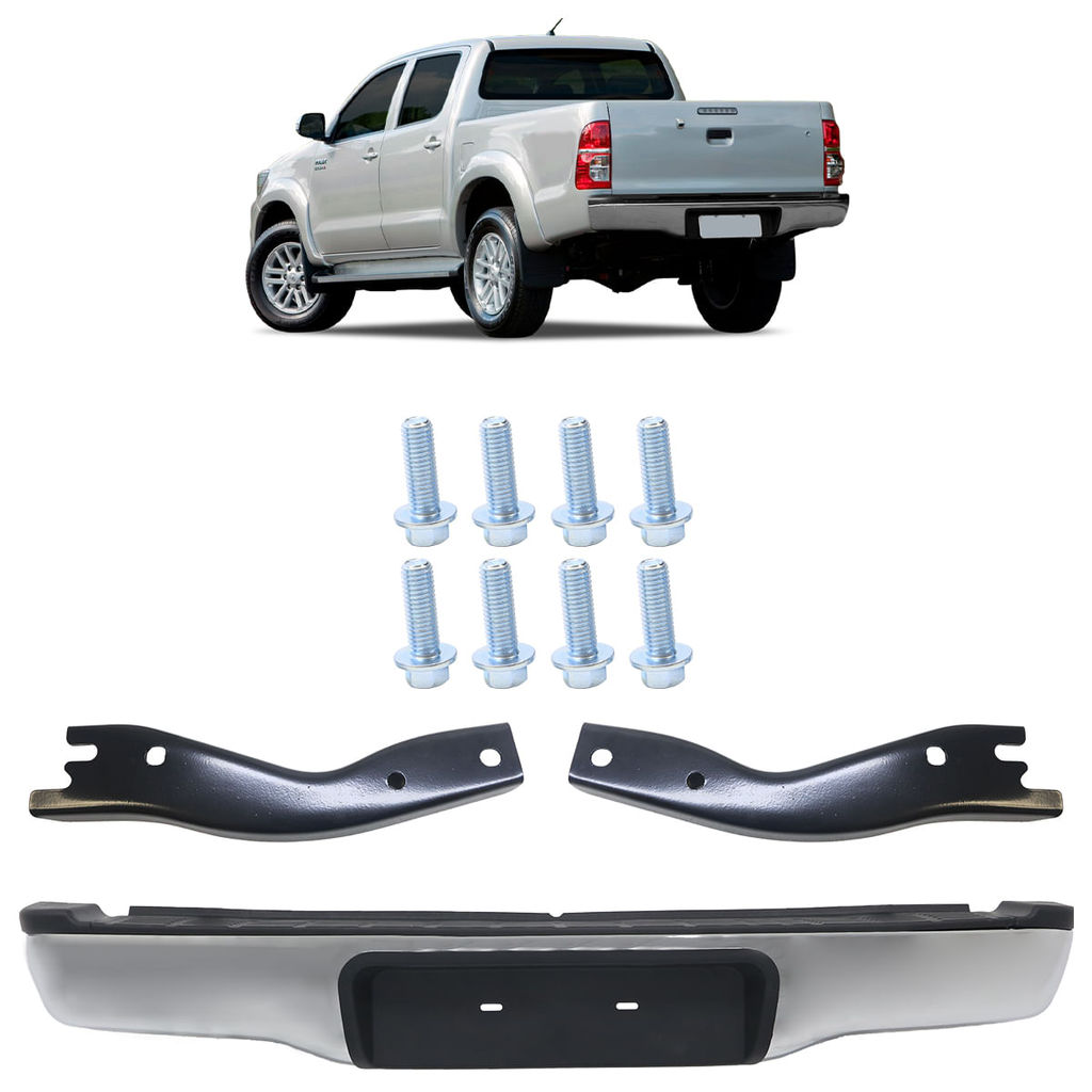 Parachoque Traseiro Hilux Sr Srv 2005 2006 2007 2008 2009 2010 2011 A 2015 Cromado