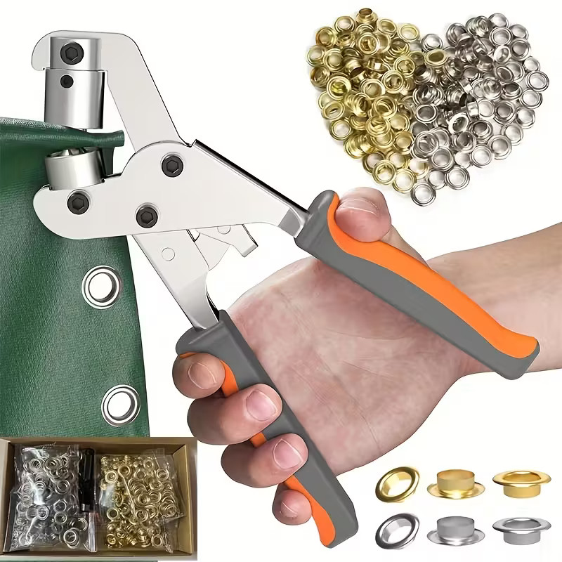 Conjunto de perfurador de ilhó - 200 peças de anéis de 10 mm - Ideal para projetos de tecido DIY, costura e artesanato c