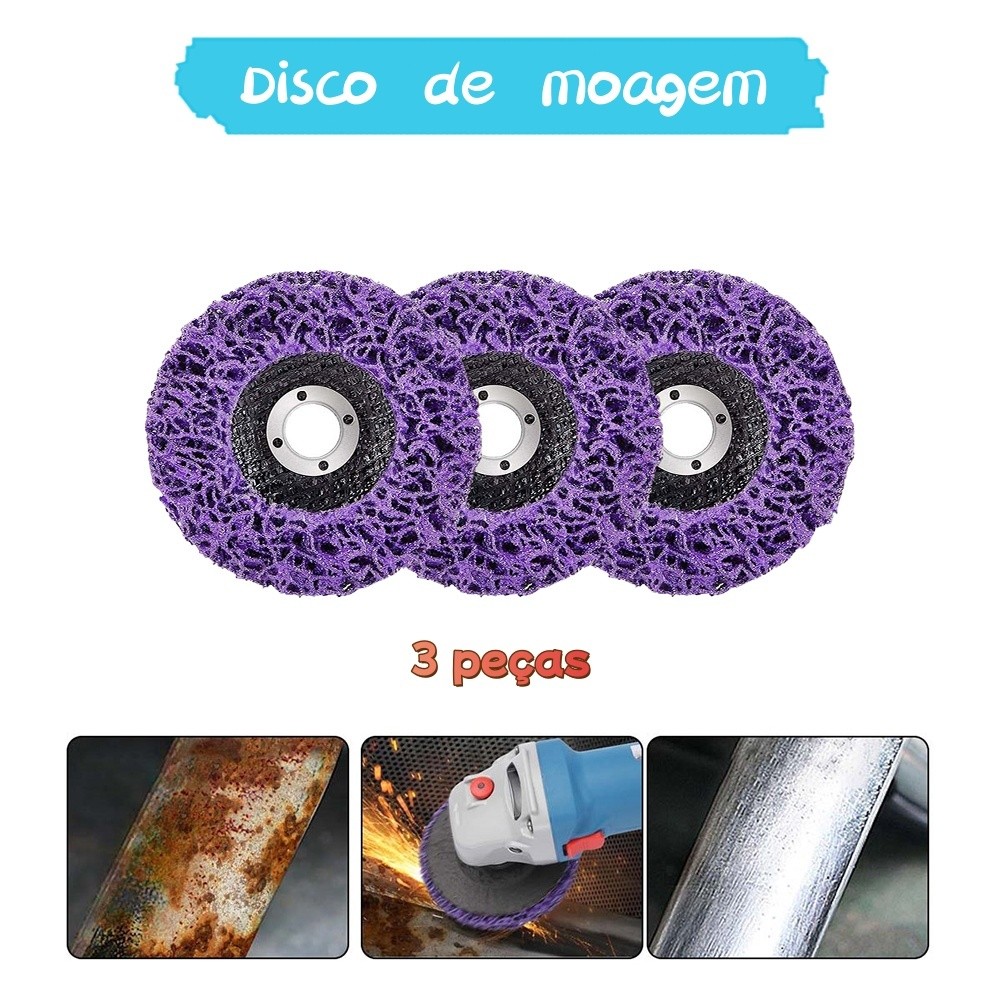 Conjunto de 3 peças de rebolo para remoção de ferrugem, pode remover rapidamente ferrugem, revestimento antigo e manchas