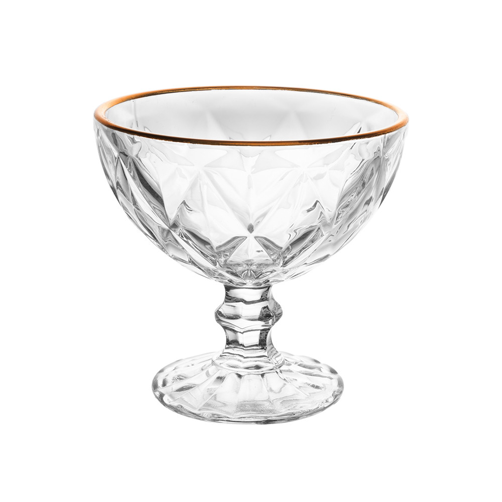 Conjunto de Taças de Sobremesa em Vidro Diamond Fio de Ouro 250mL - Lyor