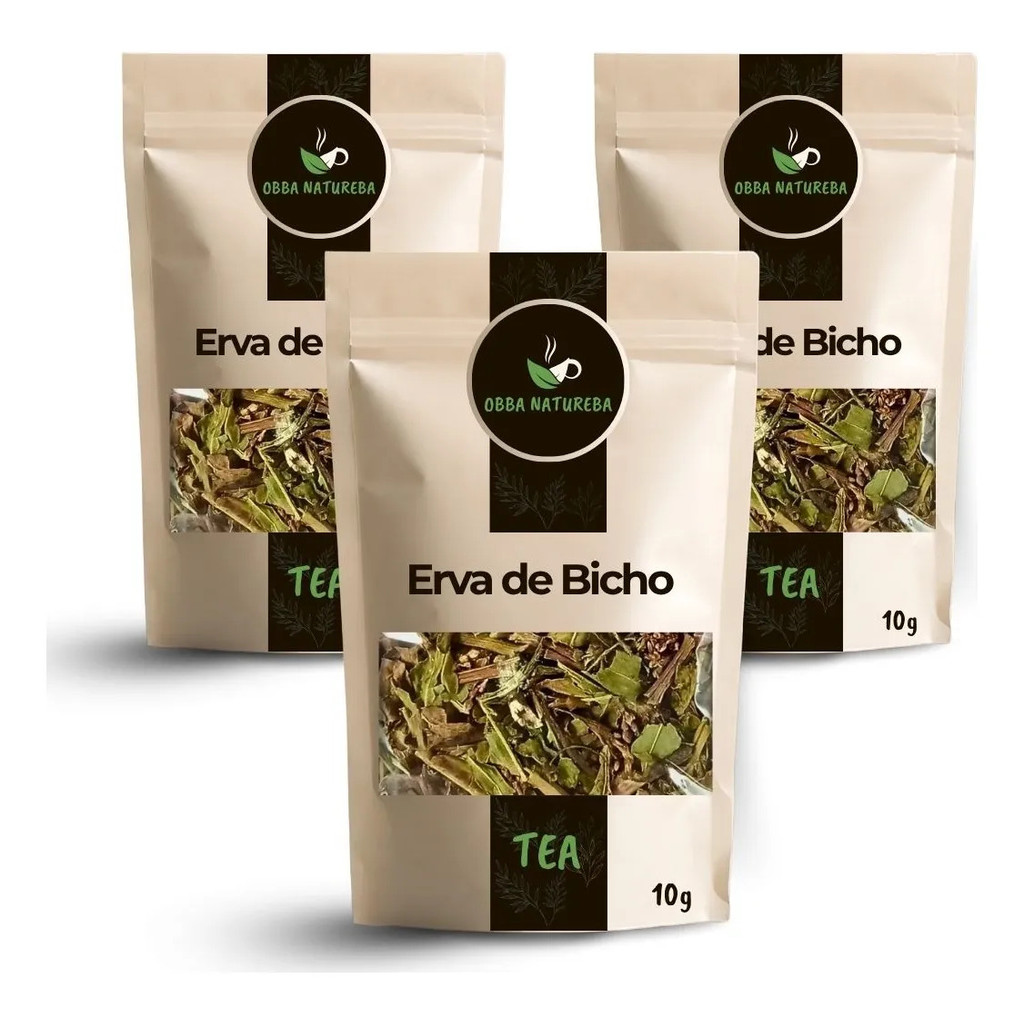Chá de Erva de Bicho Pronto para Infusão Produto Vegetal-Com 3 Pacotes