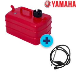 TANQUE 12 LITROS HORIZONTAL COM MANGUEIRA COMPLETA PARA YAMAHA, MERCURY AMERICANO, MARINER OU TOYAMA - VERMELHO