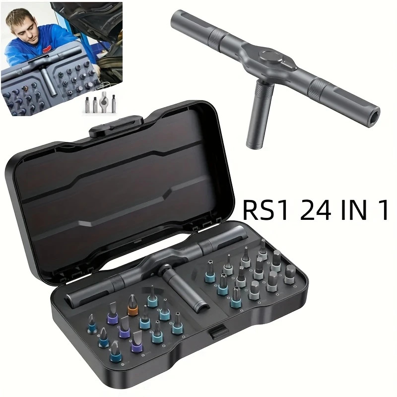 Conjunto de ferramentas magnéticas DIY 24 em 1 com cabo de catraca em T removível com cupom - Variação: