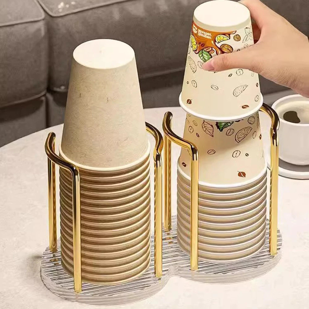 Suporte Para dourado Copos Acrílico Descartável De Chá De Água Prateleira Organizador Doméstico 4.92 Porta-copos duplo
