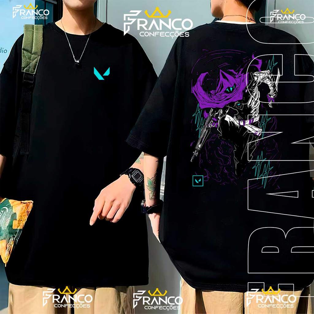 Camiseta Oversized Jogo Valorant Personagem Omen Estampa Grande Camisa Unissex 100% Algodão Premium