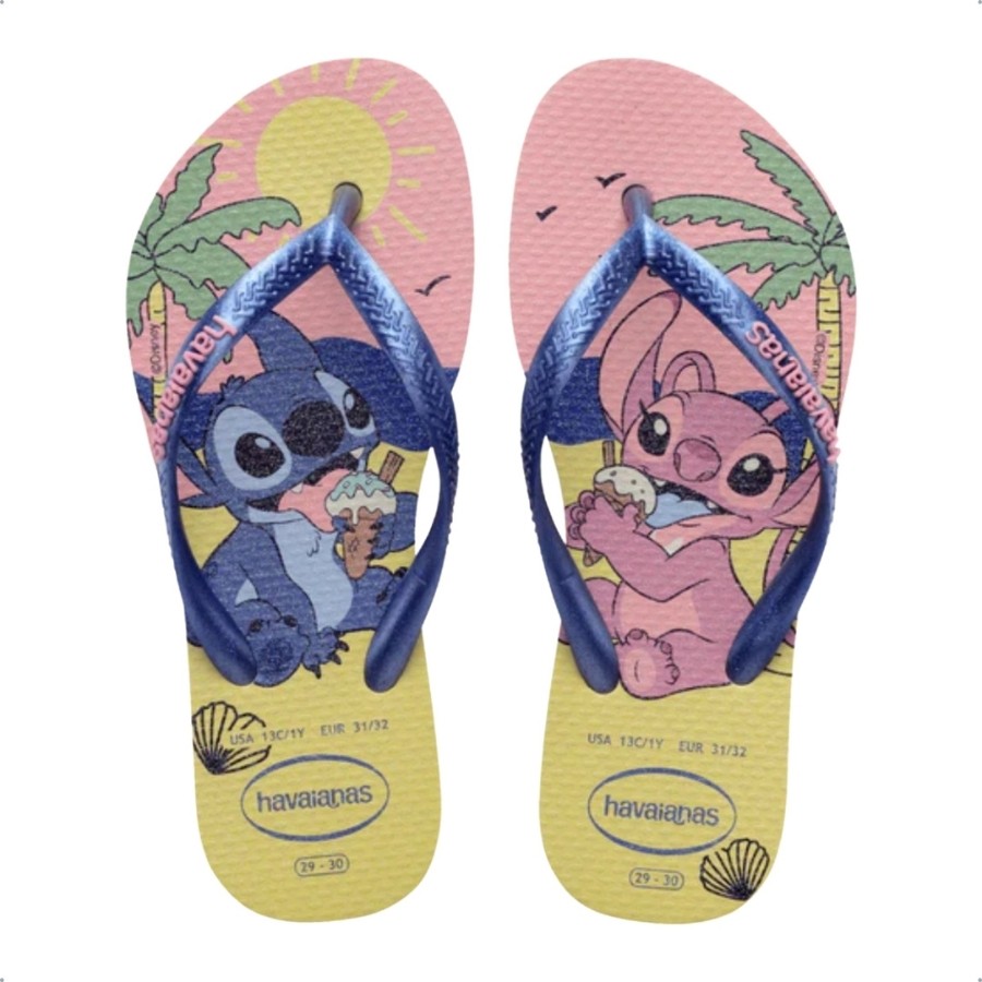 Chinelo Havaianas Slim Kids Disney Lilo Stitch Original Infantil Menina Sandália Personagem Confortável Macia