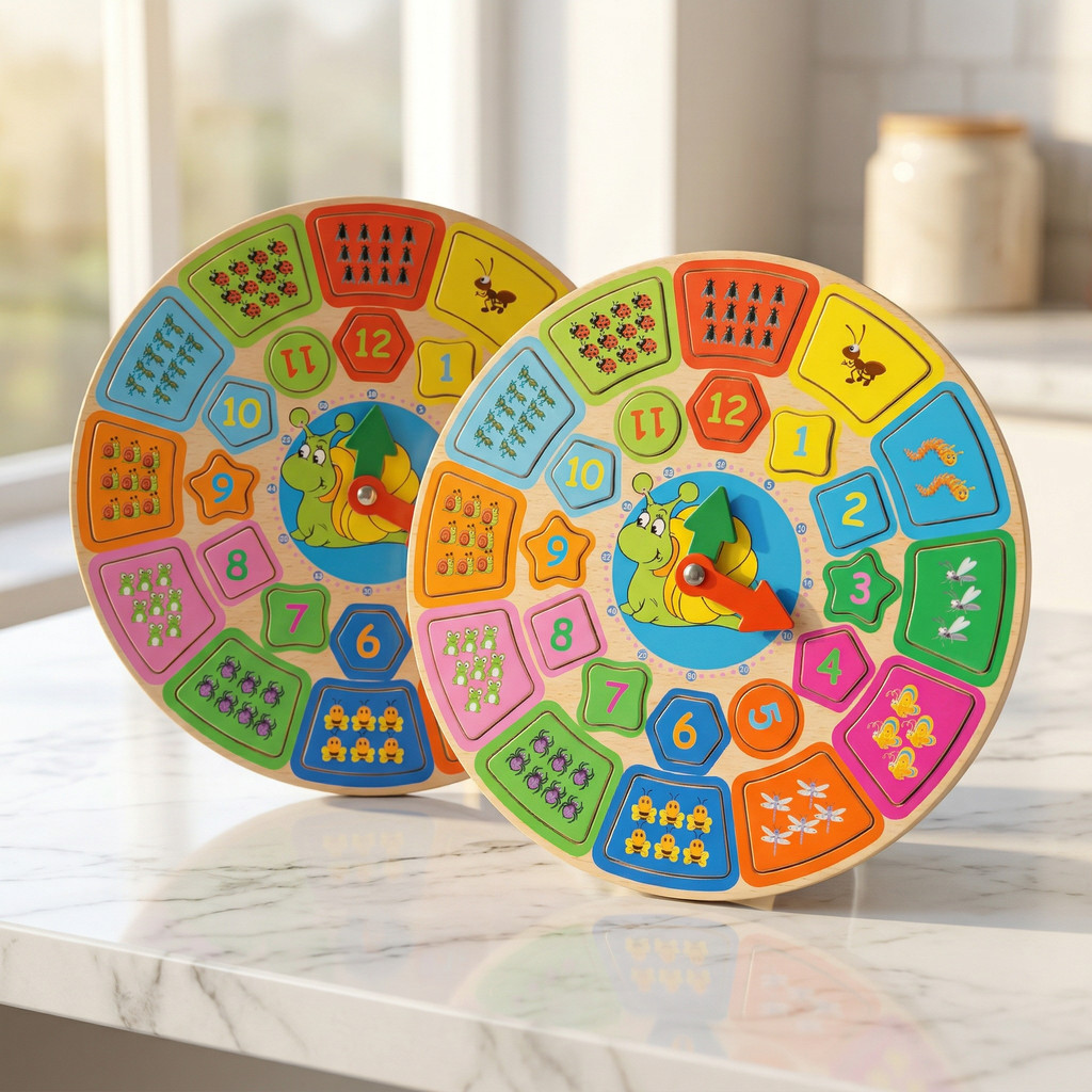 Kit 2x Brinquedo Educativo Relógio Numérico em MDF - Aprendizado e Diversão Infantil