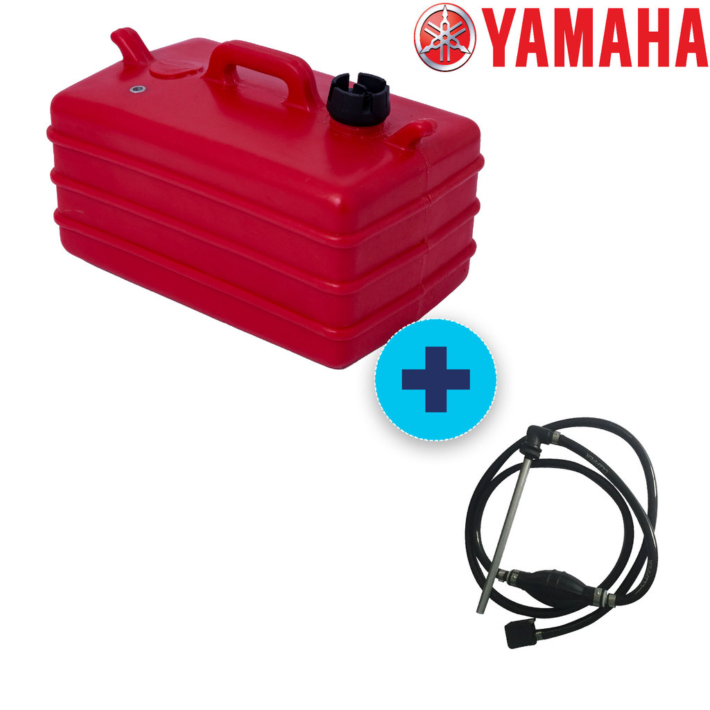 TANQUE 28 LITROS COM MANGUEIRA COMPLETA YAMAHA, MERCURY AMERICANO, MARINER ou TOYAMA - VERMELHO