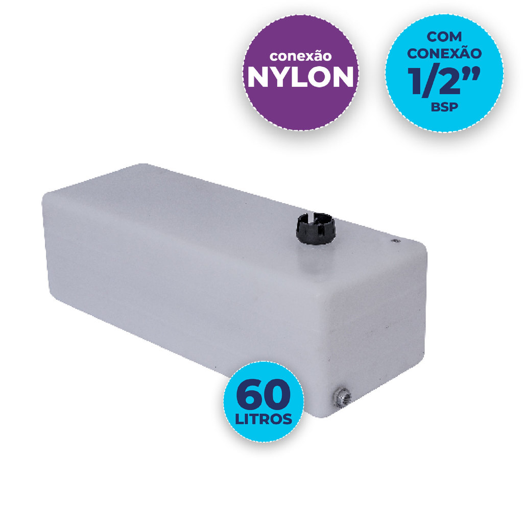 TANQUE 60 LITROS COM 1 CONEXÃO 1/2" BSP NYLON - BRANCO