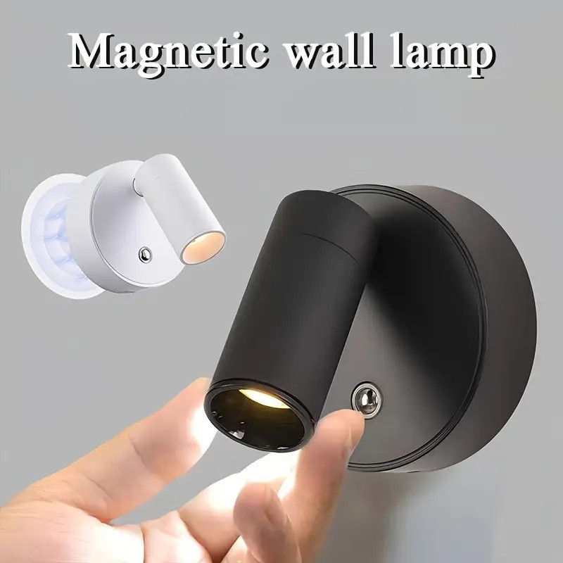 Lâmpada de Parede Sem Fio Recarregável com Luz de Escurecimento Ajustável para Leitura Noturna no Quarto de Dormir Vendi