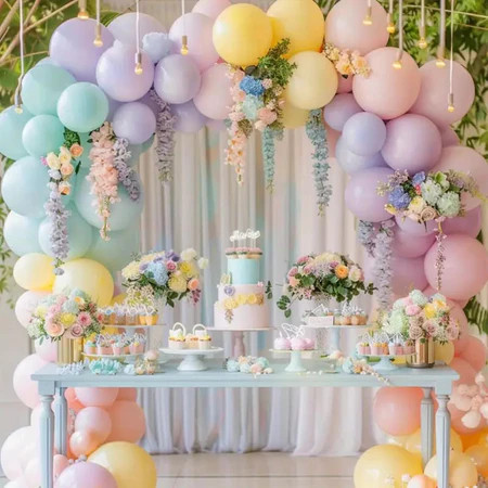 Kit 115 peças Balões fosco Balão Para Festas e Aniversários decoração C/Fita adesiva - Cor macaron