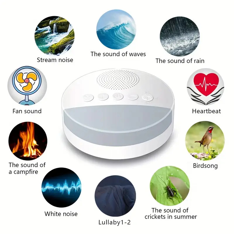 Máquina De Classificação Branca Para Crianças , Reprodutor De Som Dormir , Temporizador De Luz Noturna , Escurecimento C