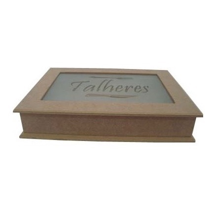 Porta Talher Vidro Jateado Caixa Mdf em Oferta na Shopee