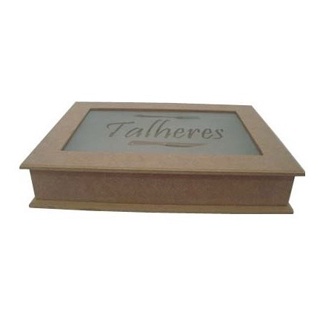 Porta Talher Vidro Jateado Caixa Mdf em Oferta na Shopee