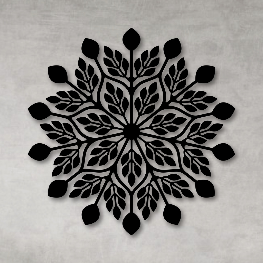 Imagem Quadro Decorativo Vazado Mandala 3 MDF Escultura de Parede MDF Preto