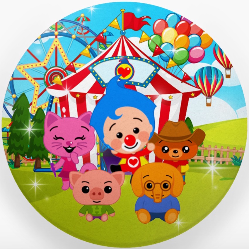 Painel De Festa Redondo Sublimado Em Tecido Tema Palha o Plim Plim 
