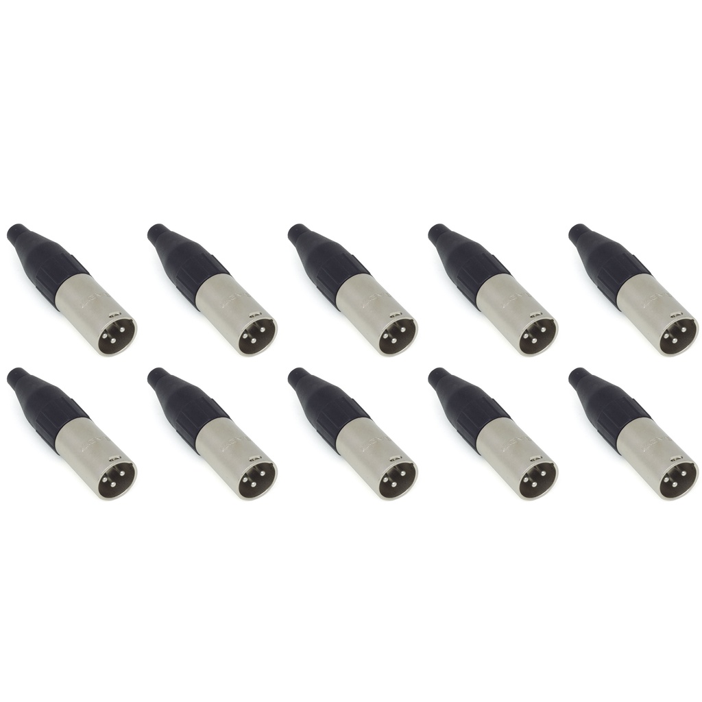 Kit com 10 Conectores XLR Macho Santo Angelo SA2X Niquelado