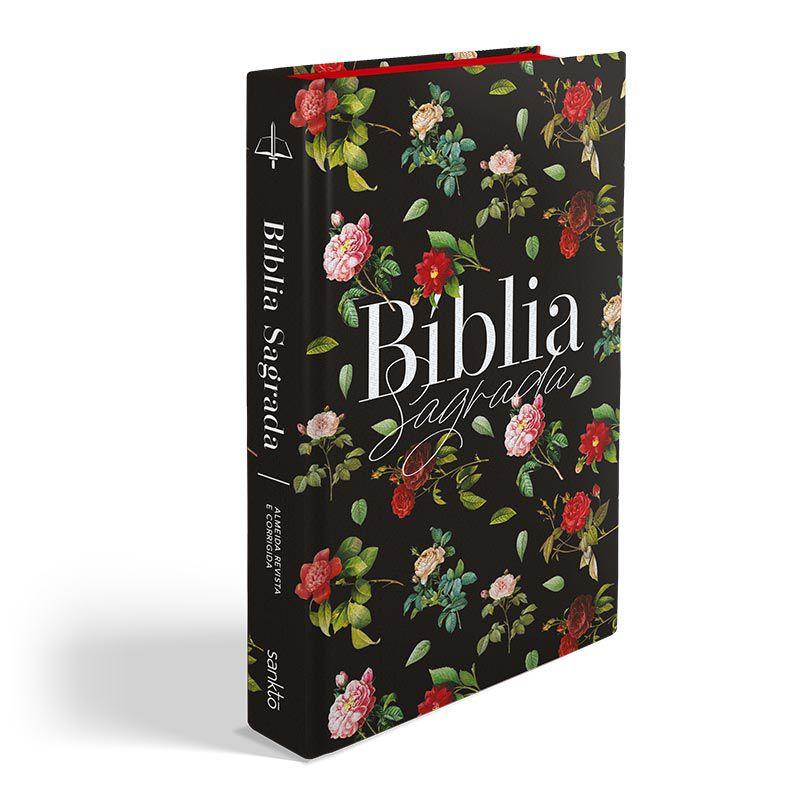 Detalhes do Bíblia Sagrada ARC | Letra Normal | Harpa | Capa Dura | Rosas do Campo Preta | 860 Páginas