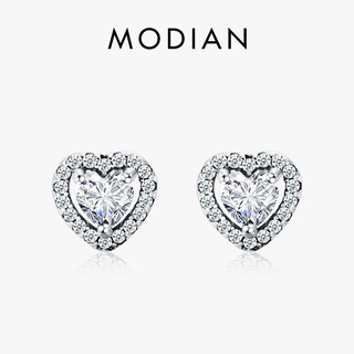 Deslumbrante Modian Dazzling 925 Sterling Silver Clear CZ Brincos De Cavilha De Moda Para Mulheres Declaração De Casamento Amuleto Prata Jóias Finas