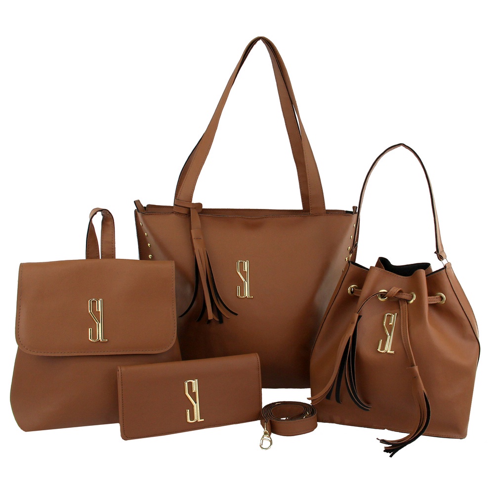 kit 4 bolsas feminina SL na cor caramelo promoção de lançamento /////promoção relampago da semana/////