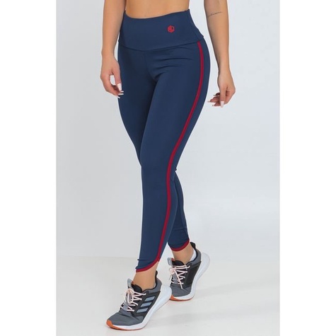 Calça Legging Marinho Viés Academia Zero Transparência Alta Compressão Proteção UV50+ Tecnologia Dry em Oferta na Shopee