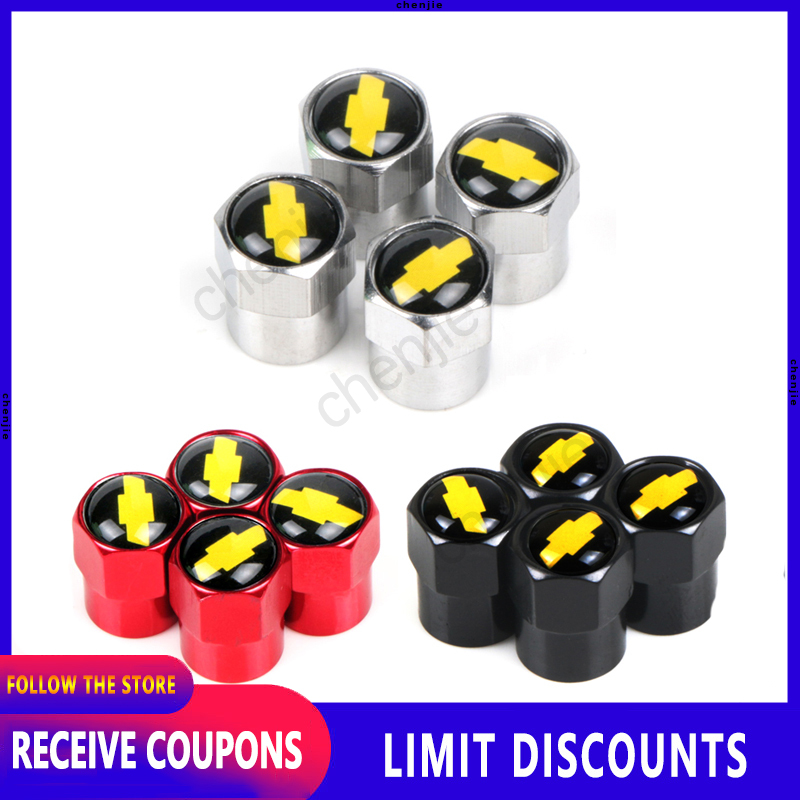 Tampas da haste da válvula do pneu da roda de liga de alumínio 4 unidades para Chevrolet em Oferta na Shopee