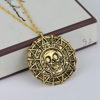 Colares Piratas Do Caribe Colar Medalhão De Moeda Asteca Crânio De Metal Pingente Vintage Jóias De Encanto