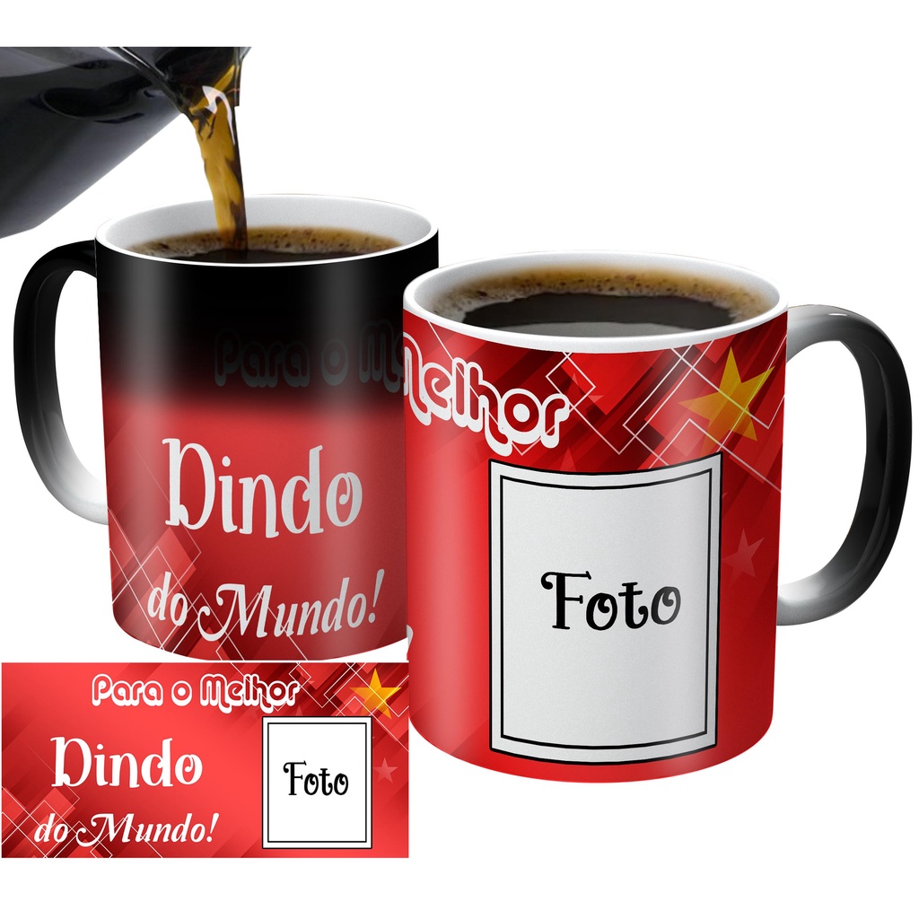 caneca mágica personalizada para dindo presente com foto
