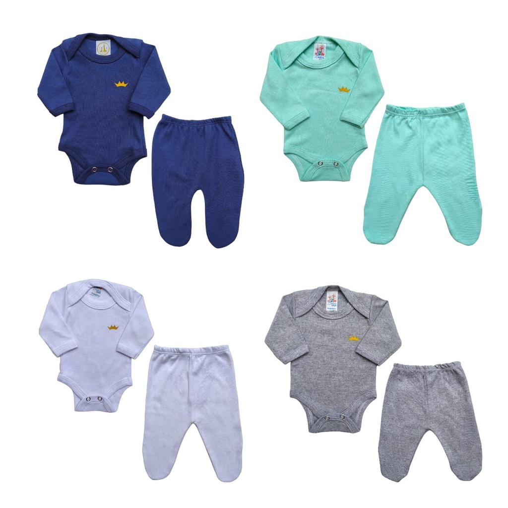 Kit 8 Peças- Bebe Prematuro 4 Body + 4 Culote Algodão Roupa Boneca Reborn