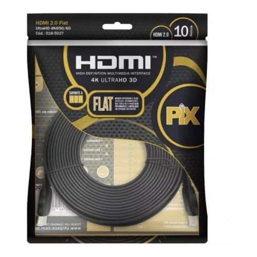 Cabo Hdmi Flat 2.0 Pix 19 Pinos 4k Ultrahd 3d Hdr 10 Metros